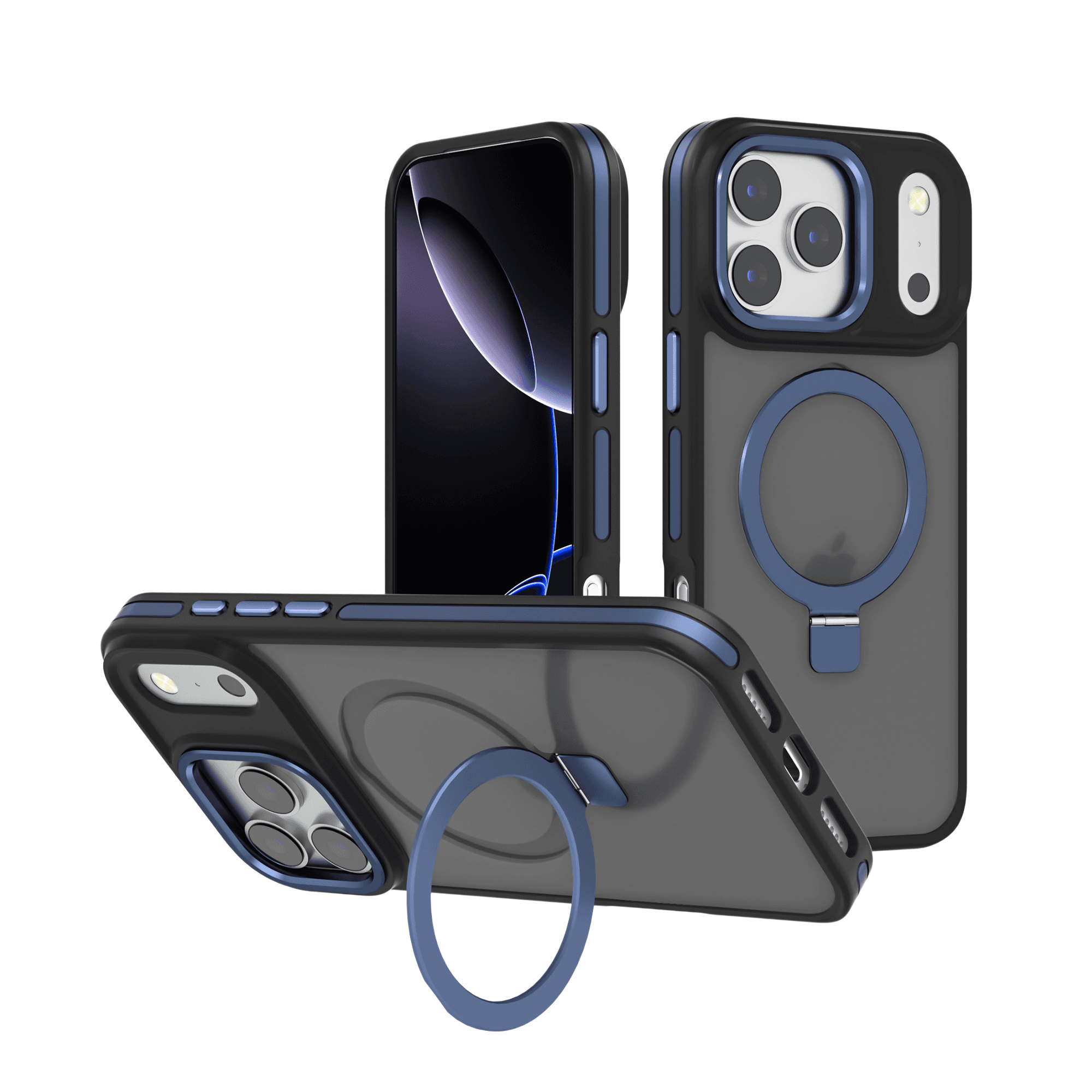 Soft-Touch Magnetic Ring Stand Phone Case