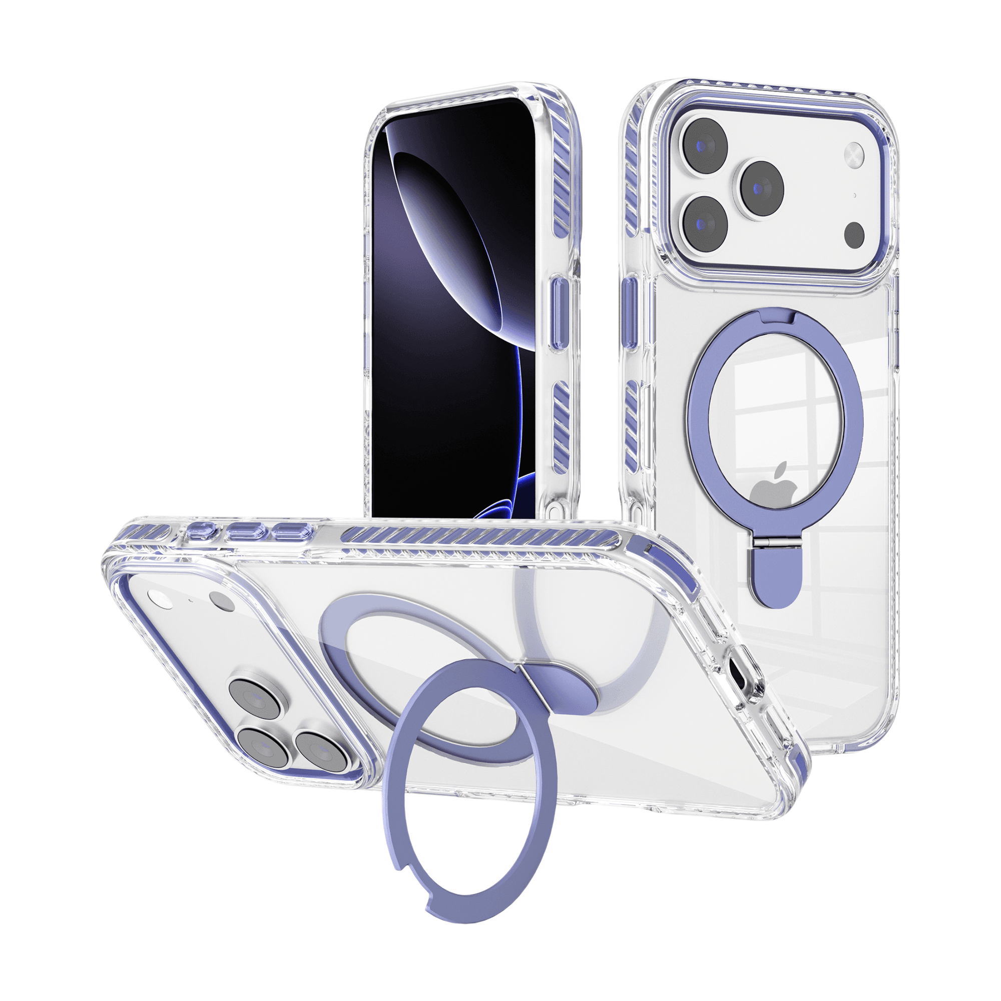 Anti-Yellow Clear Magnetic Ring Stand Phone Case