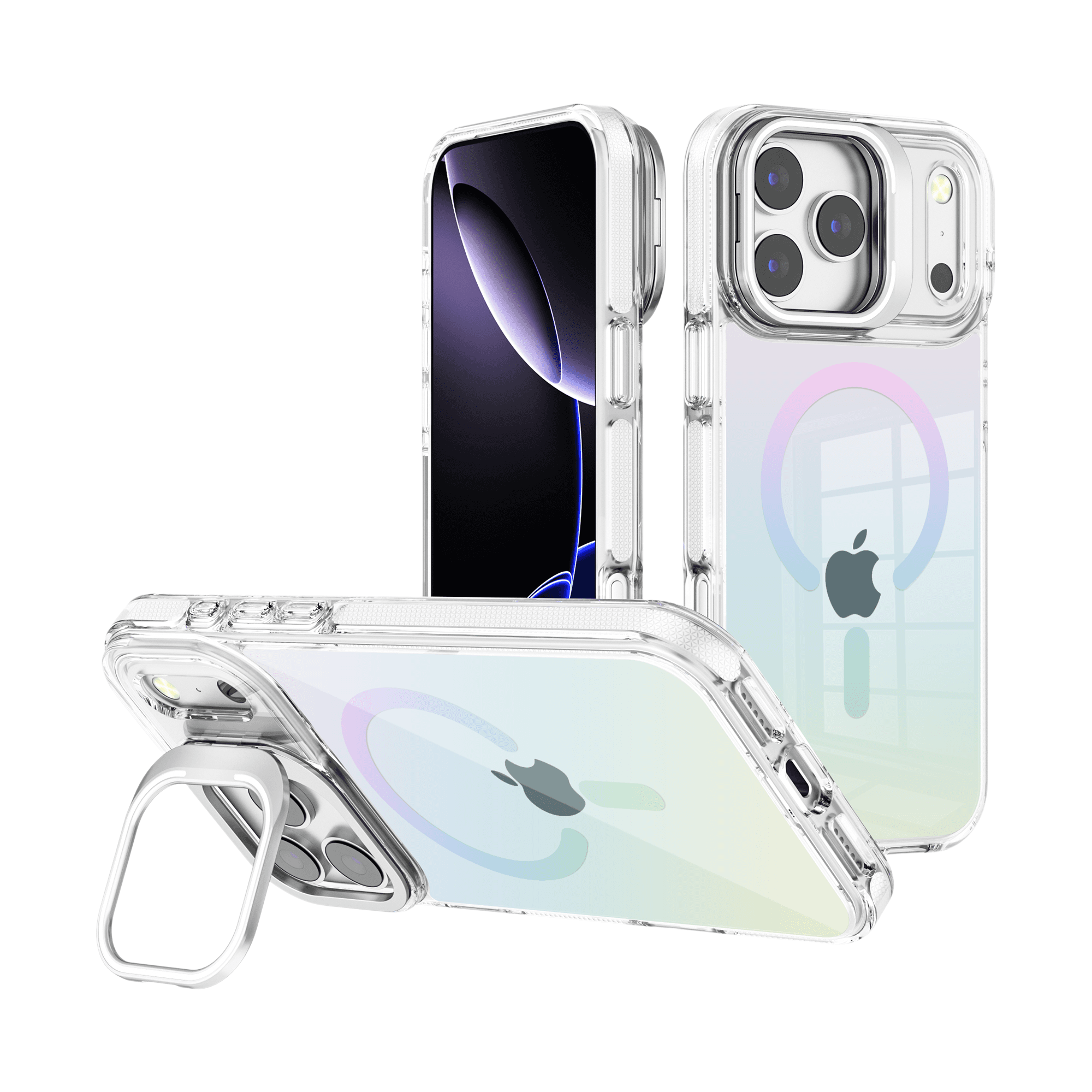Anti-Yellow Gradient Clear Magnetic Camera Kickstand Phone Case