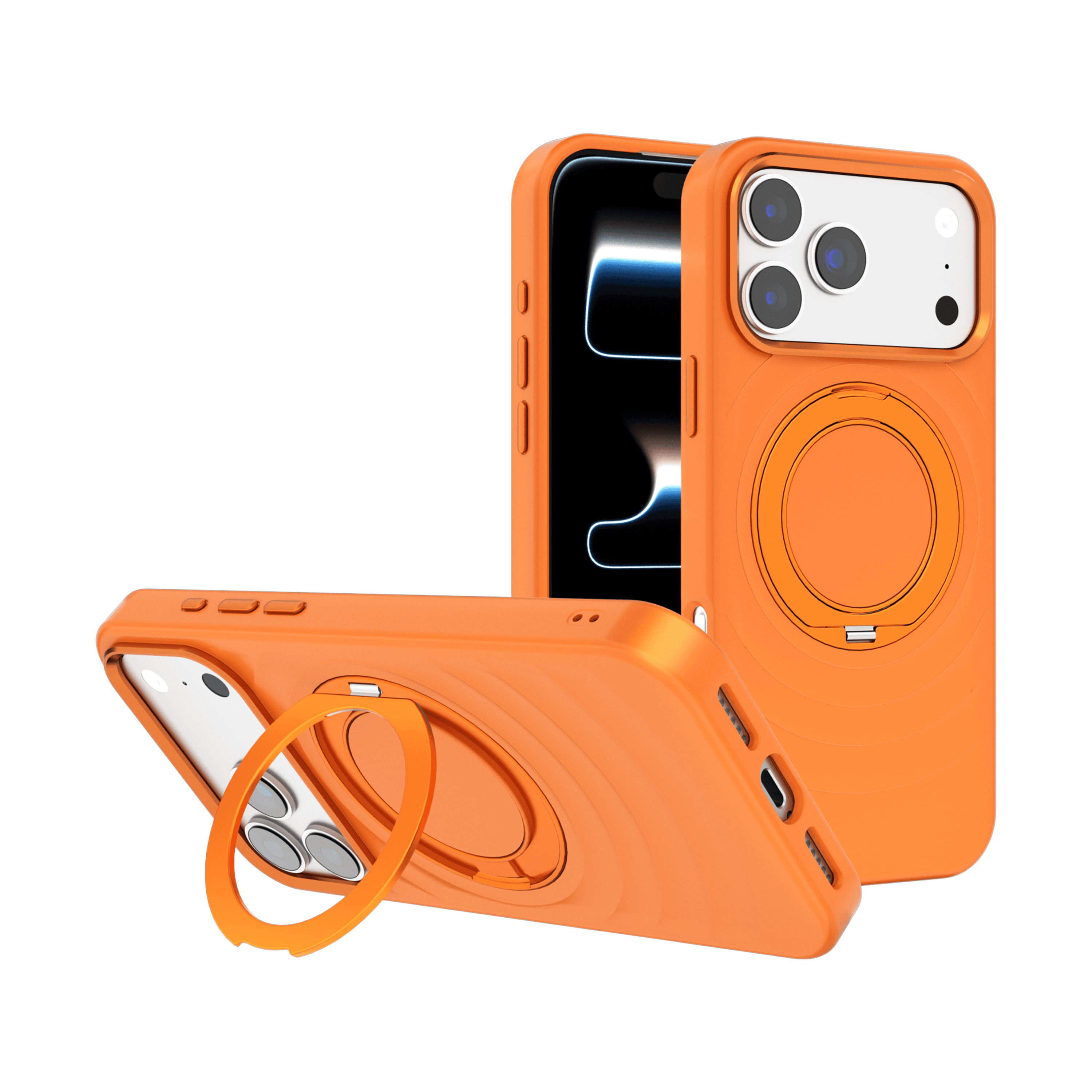 Ripple-Texture Magnetic Rotating Ring Stand Phone Case